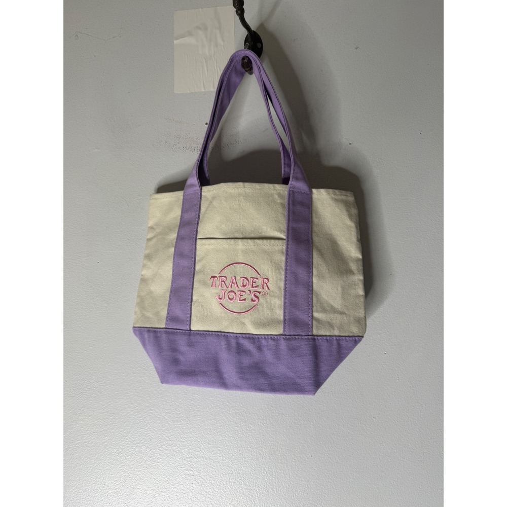 NWOT Trader Joe's Pastel Mini Tote canvas purple